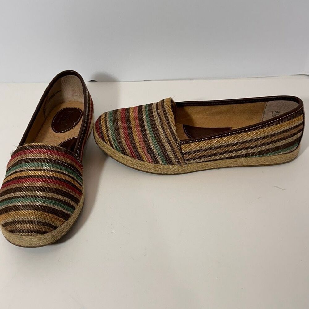 B.O.C. Franki Striped Canvas Espadrille Flats Slip-On Shoe | Women Size 7.5